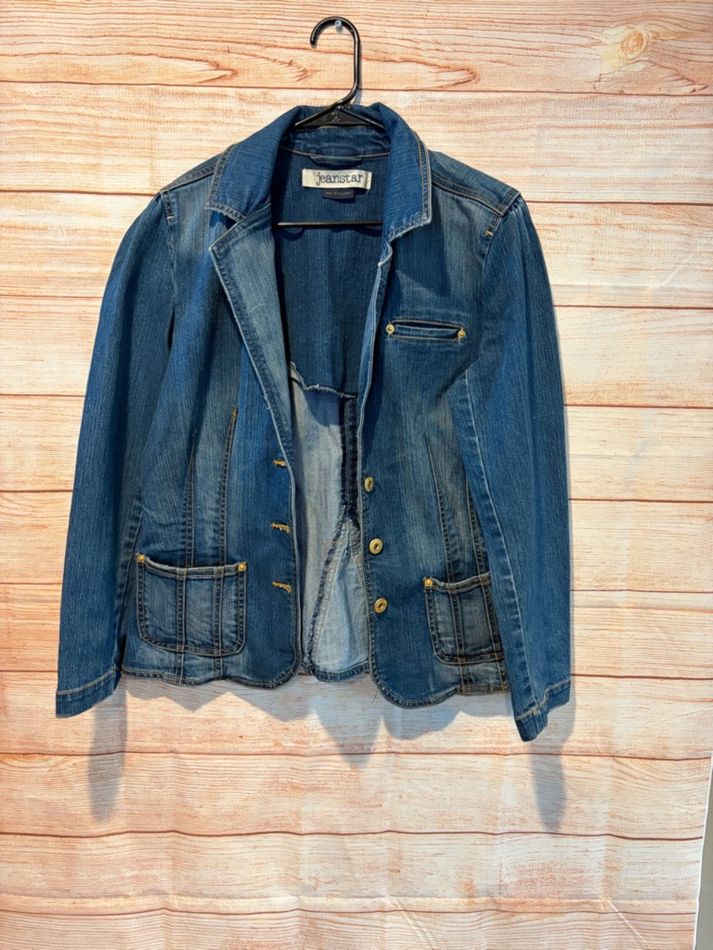 jeanstar Blue Denim Shirt Jacket with Contrast Stitching